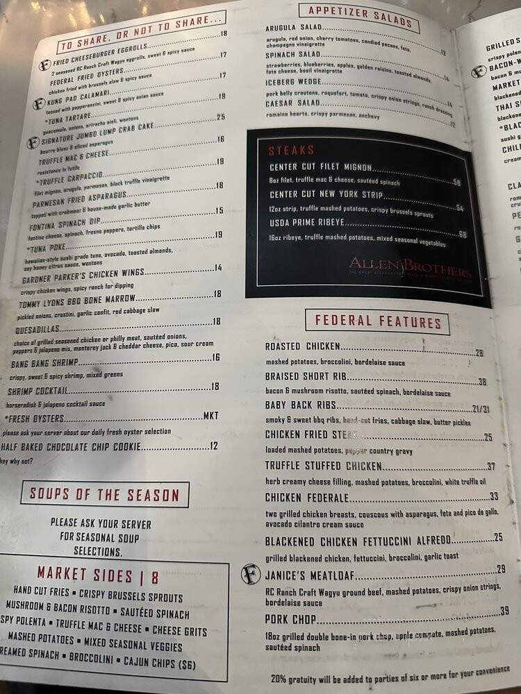 Federal American Grill - Houston, TX menu_pic