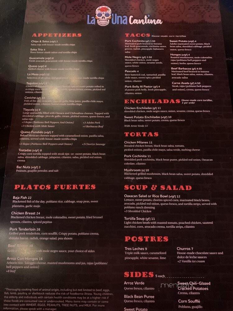 La Una Cantina - Bloomington, IN menu_pic