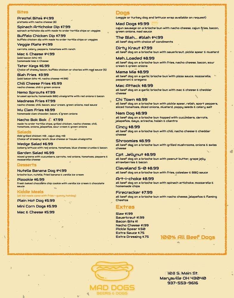 Mad Dogs - Marysville, OH menu_pic