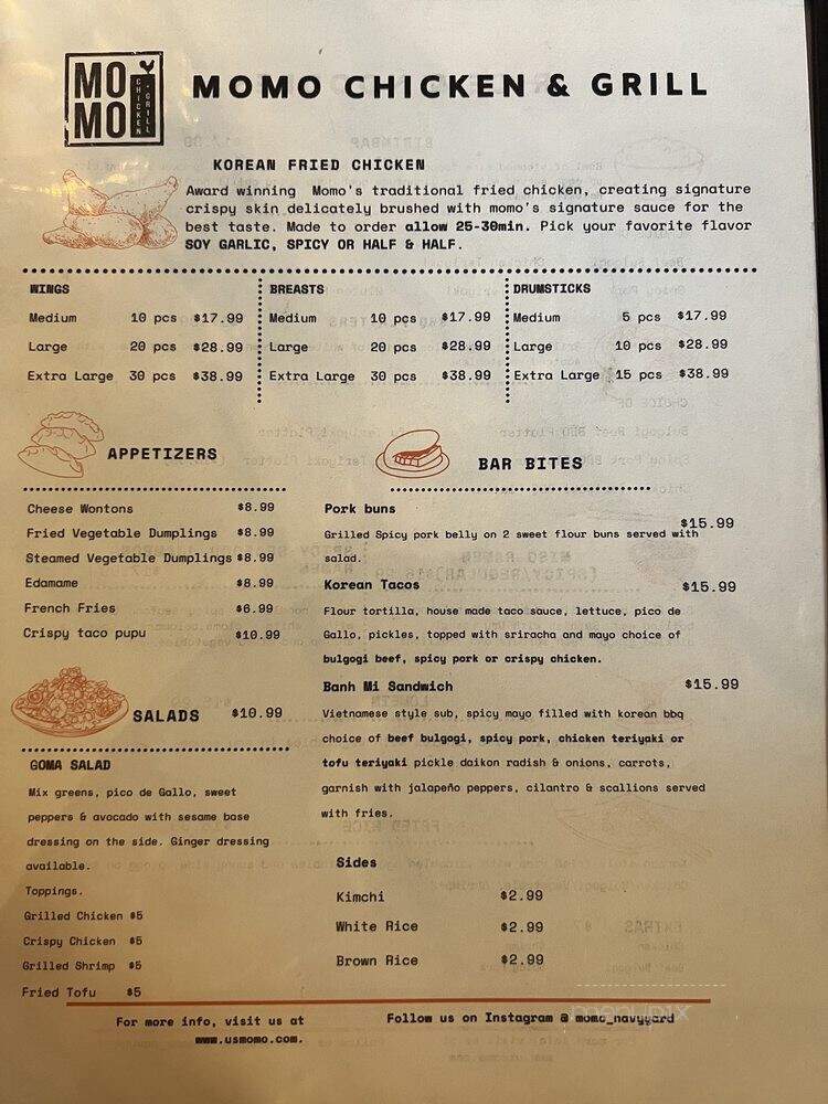 Momo Chicken & Grill - Washington, DC menu_pic