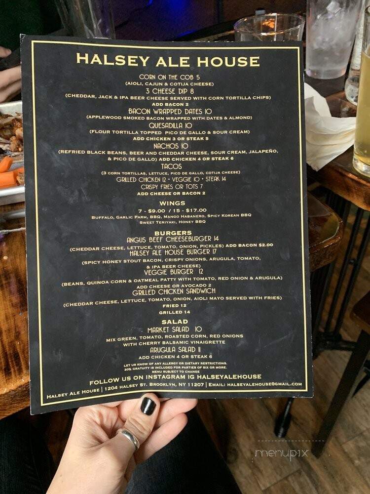 Halsey Ale House - Brooklyn, NY menu_pic