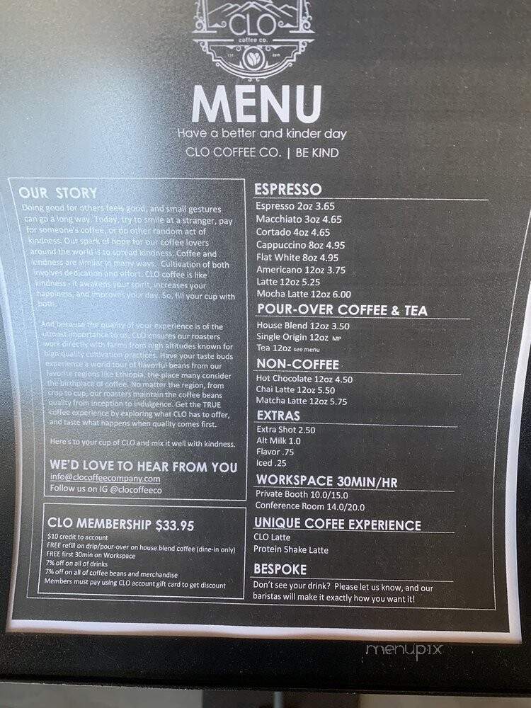 CLO Coffee - Edison, NJ menu_pic