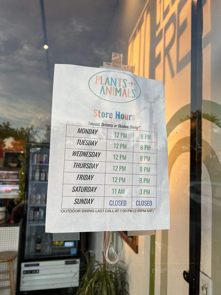 Plants And Animals - Eagle Rock, CA menu_pic