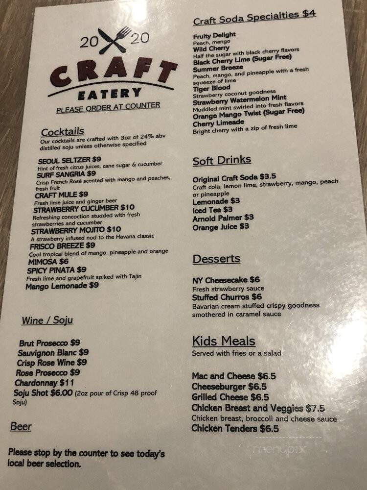 Craft Eatery - Hayward, CA menu_pic
