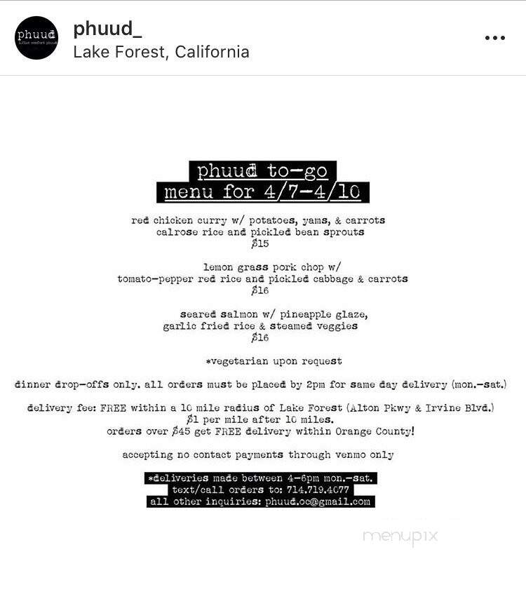 Phuud - Lake Forest, CA menu_pic