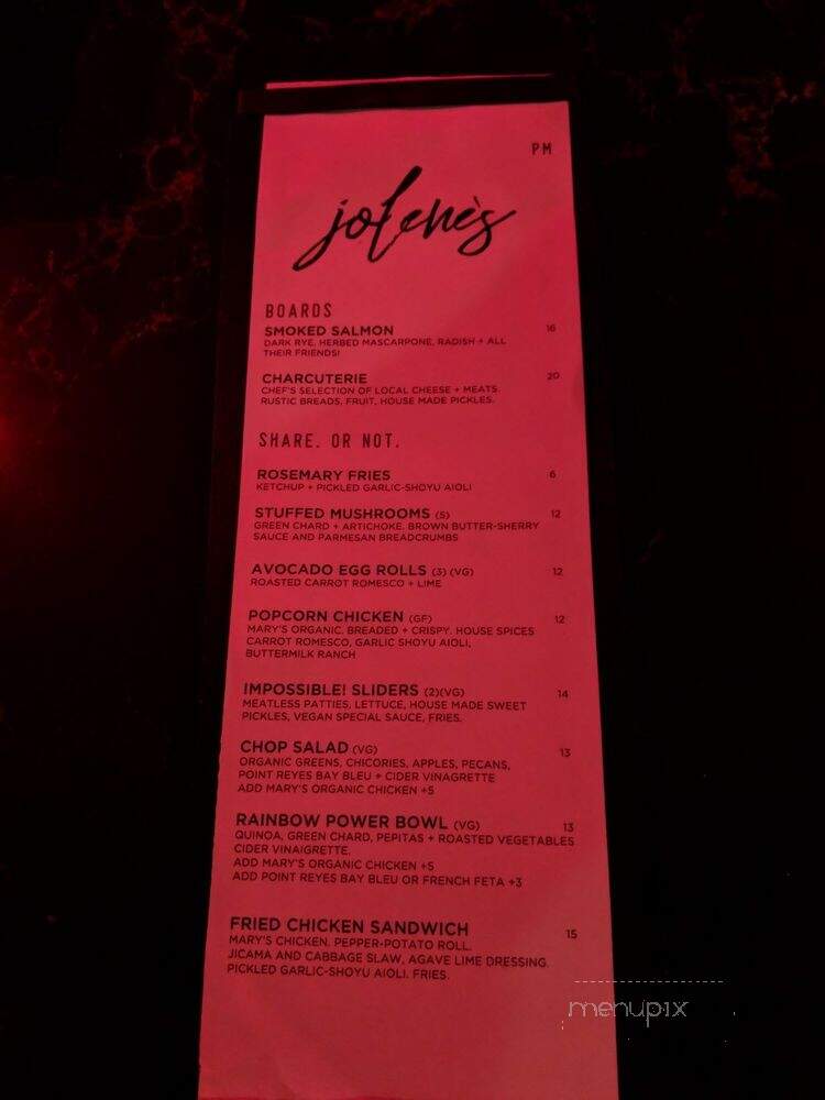 Jolene's Bar - San Francisco, CA menu_pic