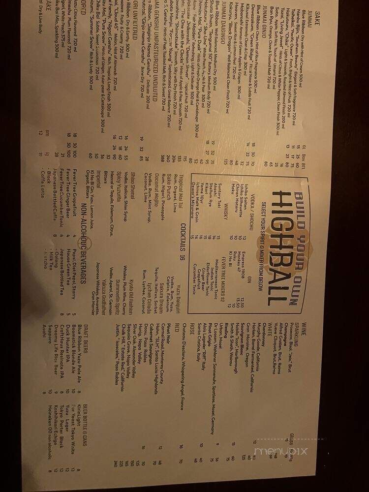 Blue Ribbon Sushi Bar & Grill - Las Vegas, NV menu_pic