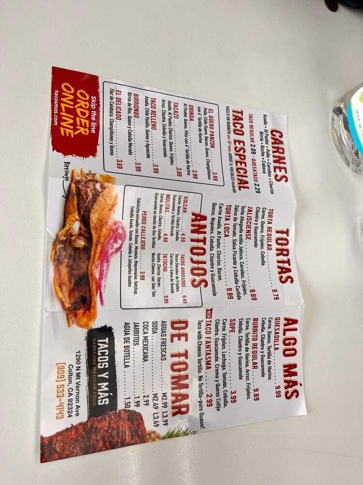 Tacos Y Mas - Colton, CA menu_pic