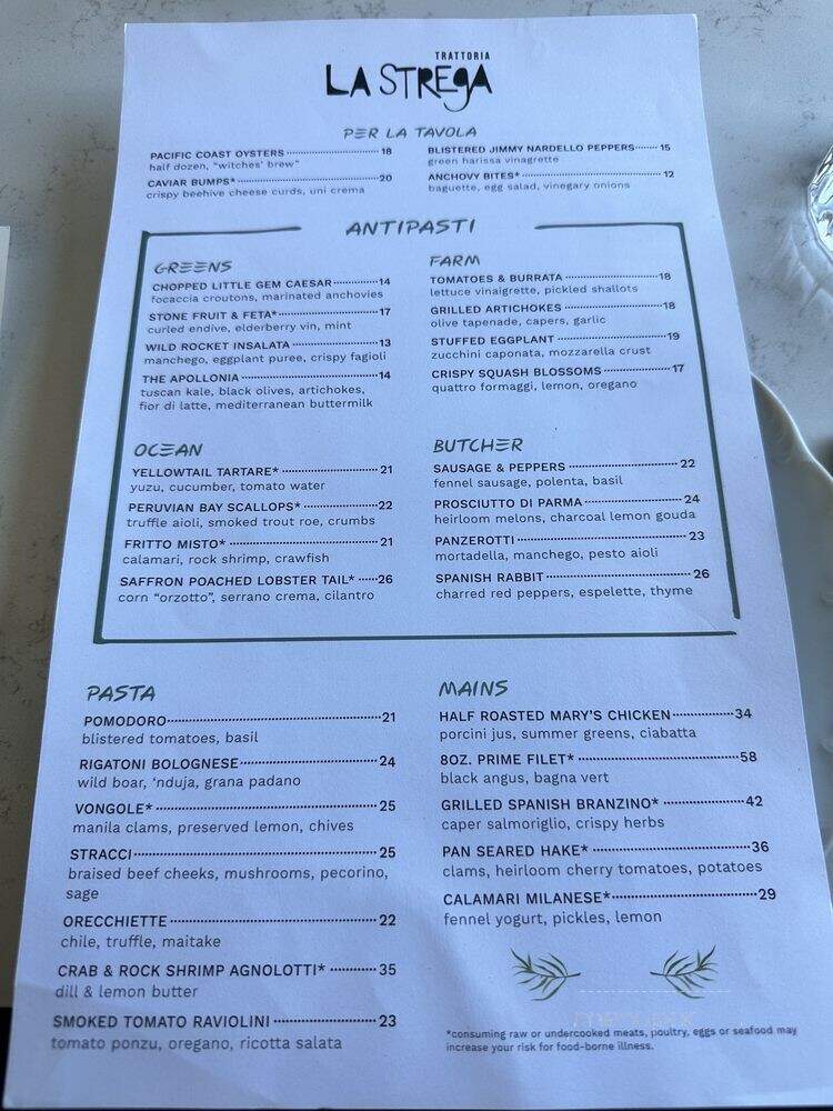 La Strega - Las Vegas, NV menu_pic