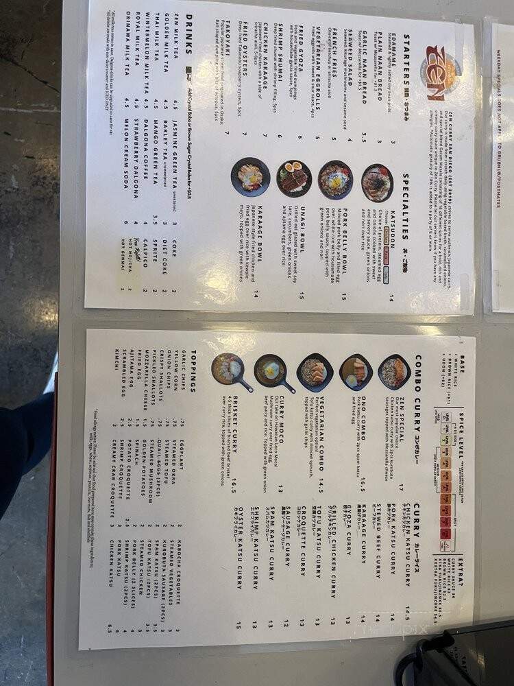 Zen Curry - San Diego, CA menu_pic