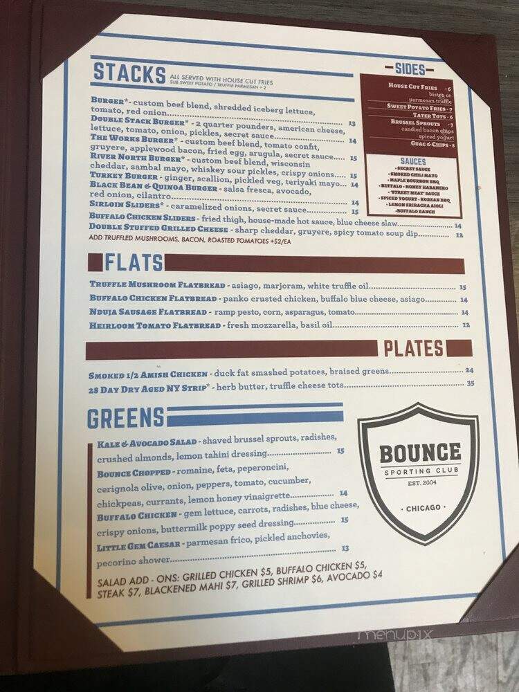 Bounce Sporting Club - Chicago, IL menu_pic