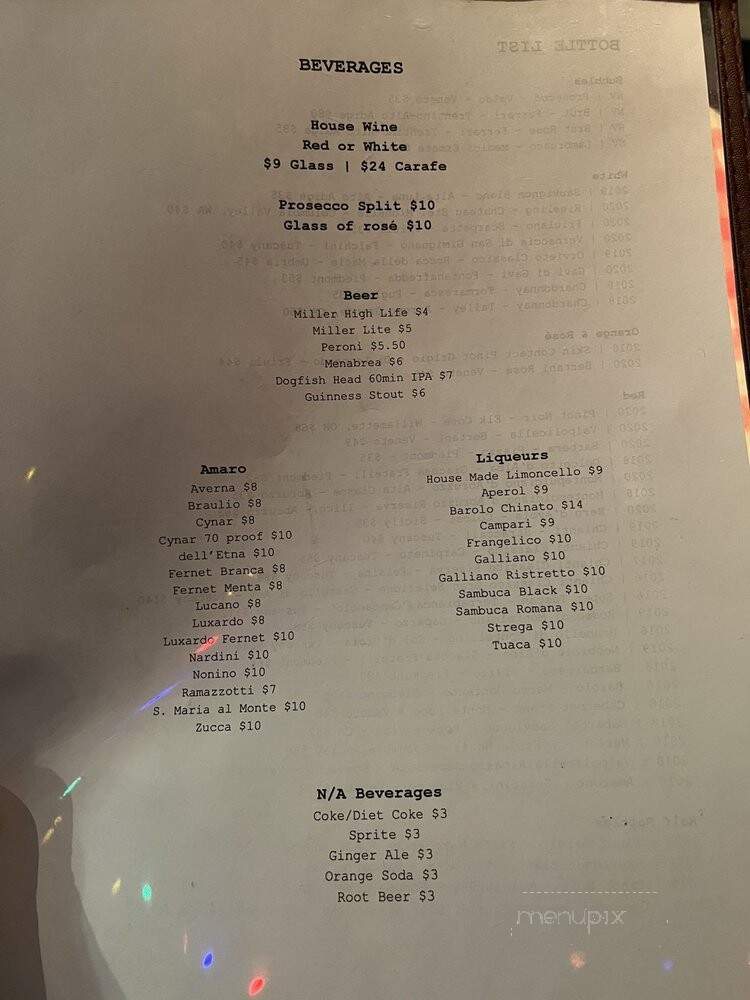 Tony & Elaine's - Boston, MA menu_pic