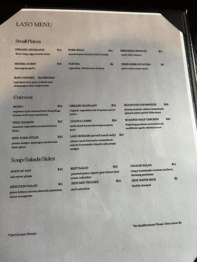 Laso - American Canyon, CA menu_pic