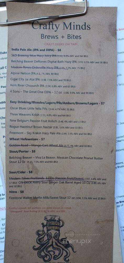 Crafty Minds Brews + Bites - Hermosa Beach, CA menu_pic
