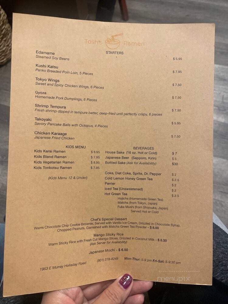 Tosh's Ramen - Holladay, UT menu_pic