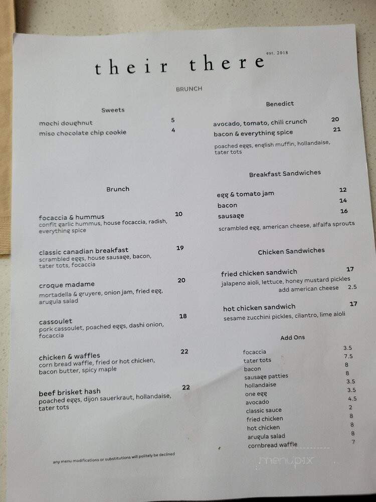Their There - Vancouver, BC menu_pic