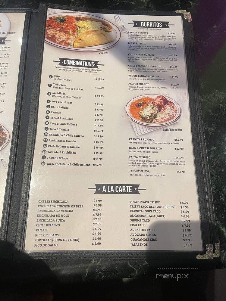 Patron Mexican Bar & Grill - Camarillo, CA menu_pic