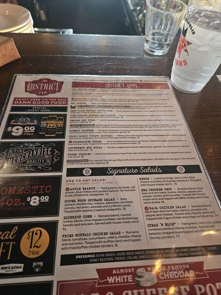 The District Tap Downtown - Indianapolis, IN menu_pic