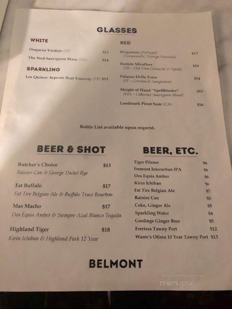 Belmont - Seattle, WA menu_pic
