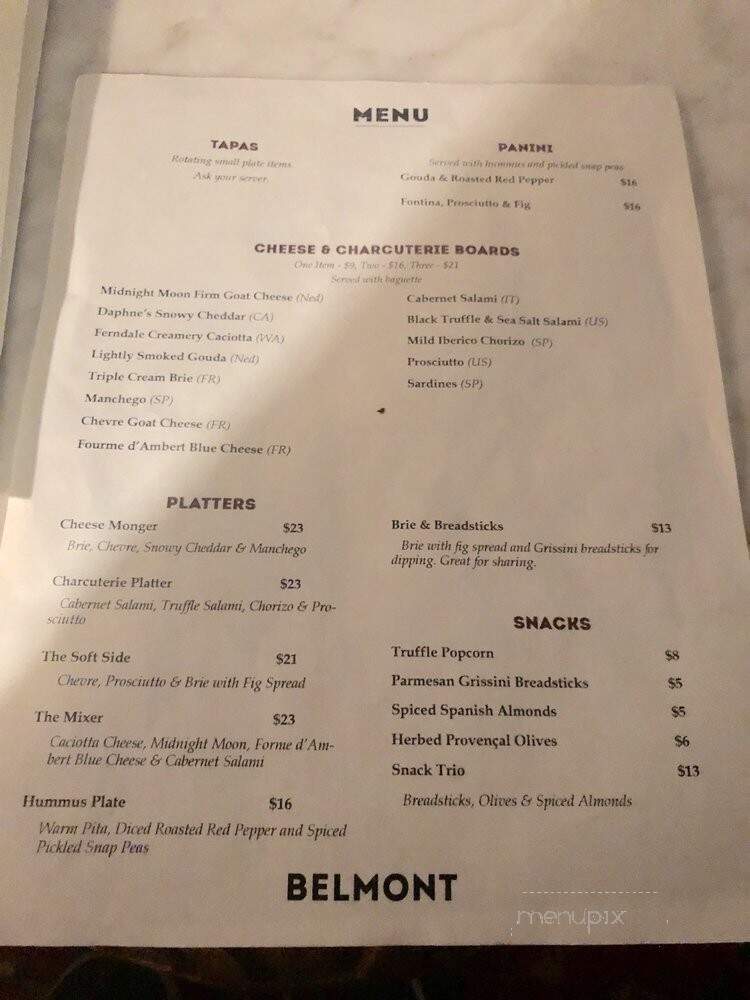 Belmont - Seattle, WA menu_pic