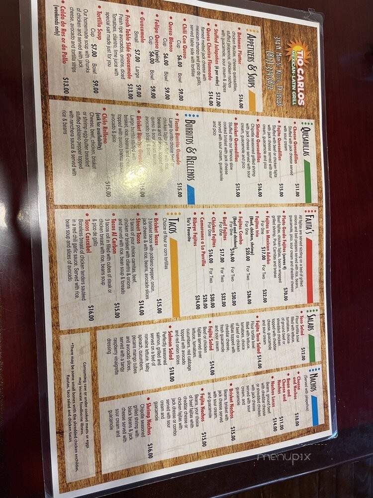 Tio Carlos Mexican Latin Grill - Keller, TX menu_pic