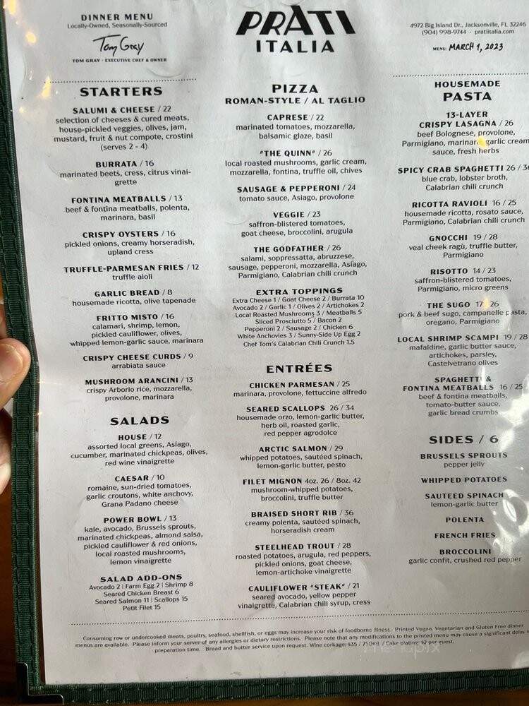 Prati Italia - Jacksonville, FL menu_pic