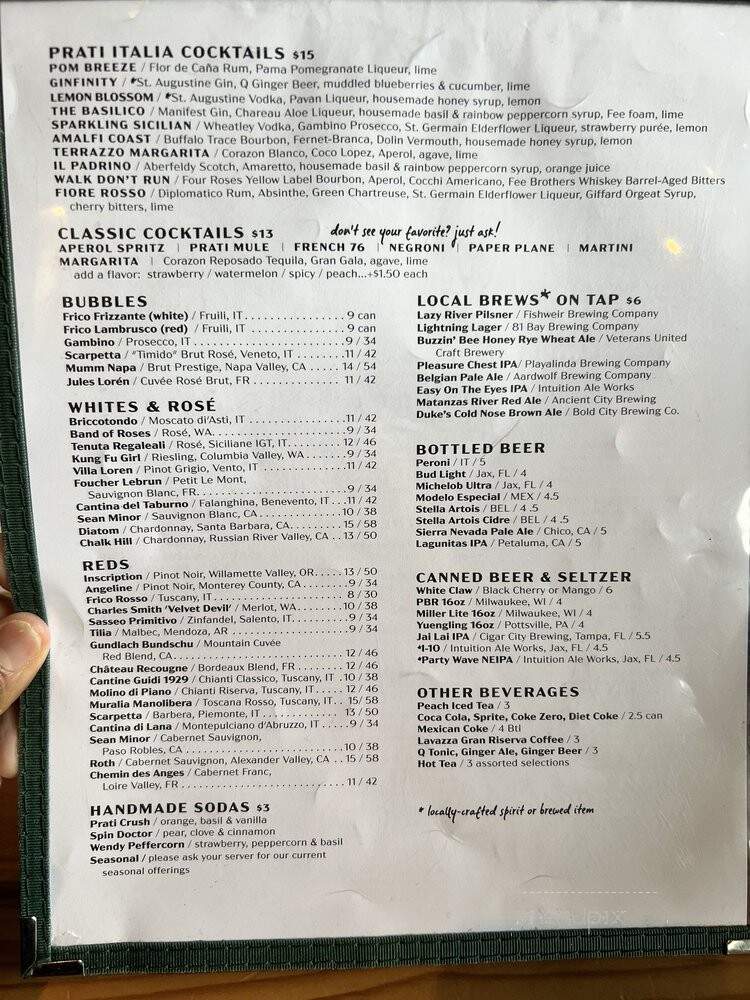 Prati Italia - Jacksonville, FL menu_pic