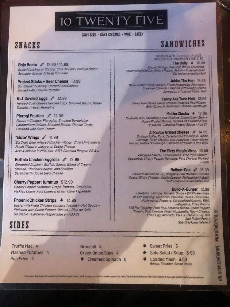 10 Twenty Five - Fort Myers, FL menu_pic