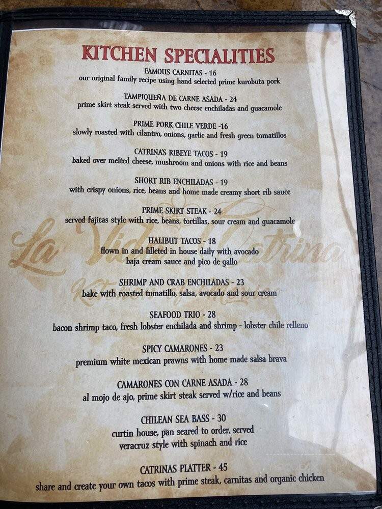 La Vida Catrina - Salem, OR menu_pic
