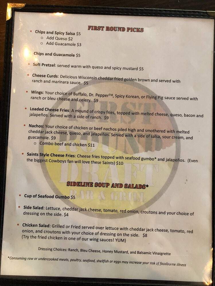 First Round Draft - Frisco, TX menu_pic