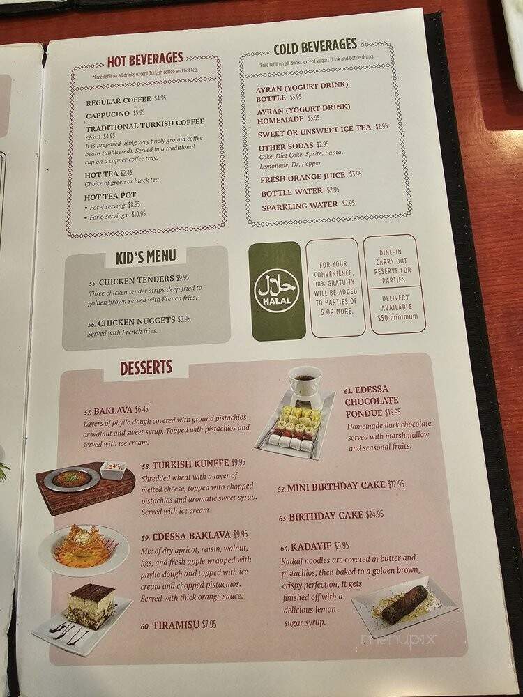 Edessa Restaurant Kurdish Turkish Cuisine - Nashville, TN menu_pic