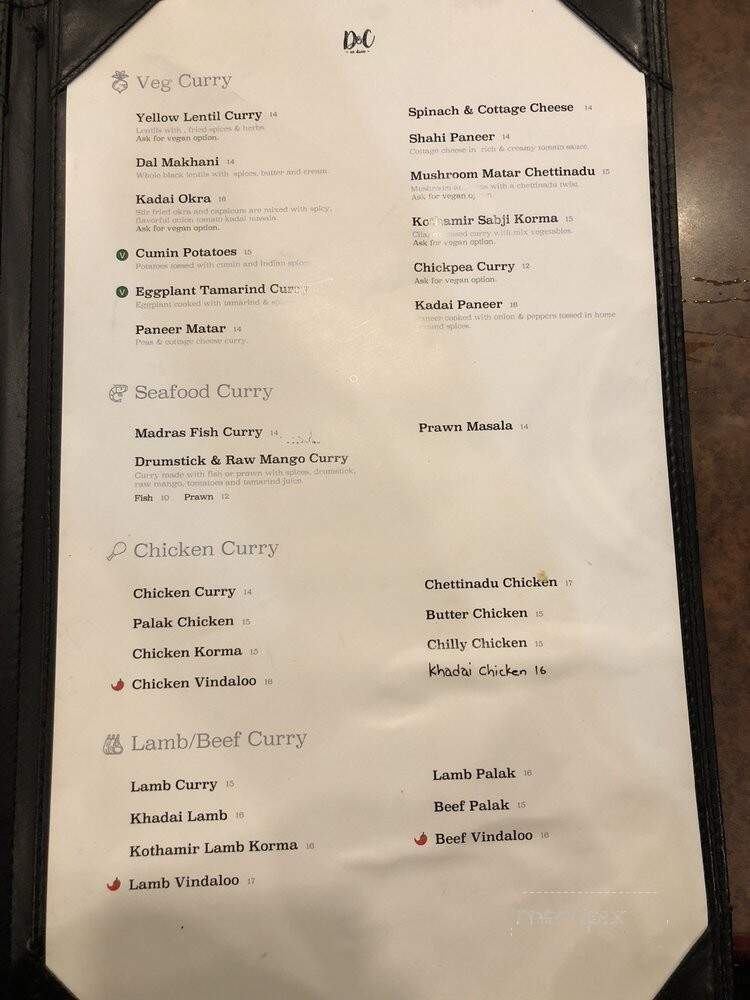 Dosa and Curry - Vancouver, BC menu_pic