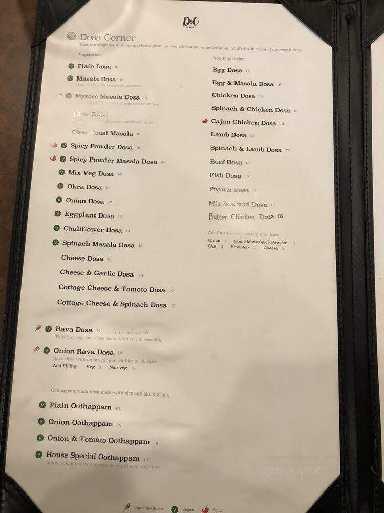 Dosa and Curry - Vancouver, BC menu_pic