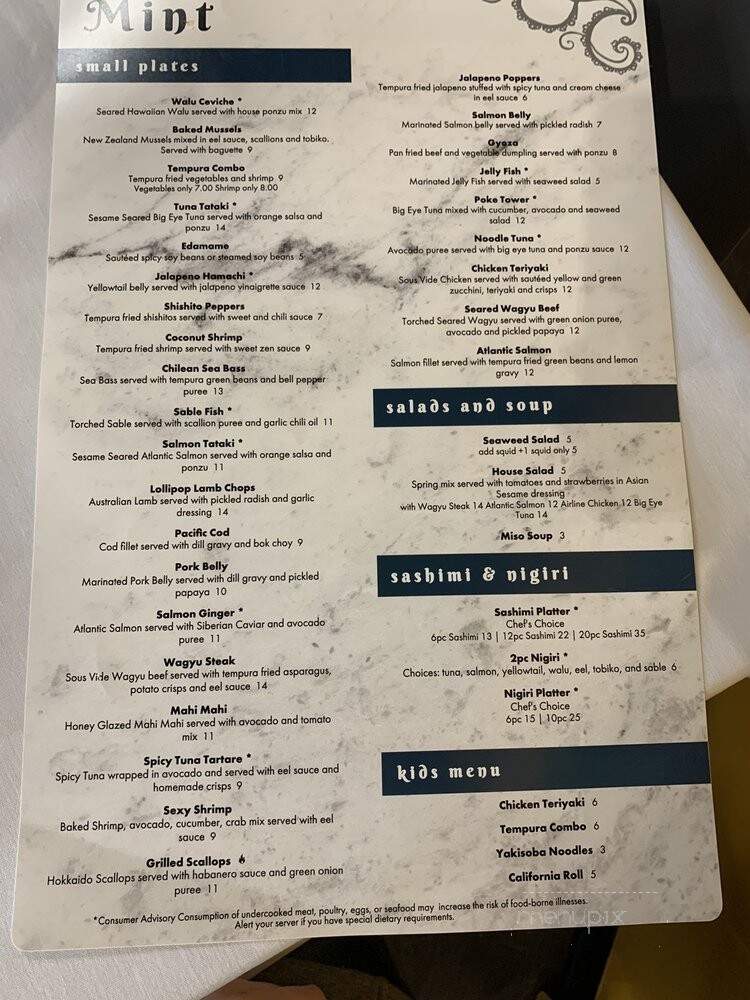 Mint Tapas and Sushi - Sandy, UT menu_pic