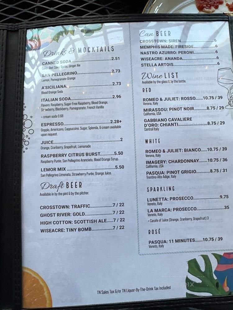 Tamboli's Pasta & Pizza - Memphis, TN menu_pic