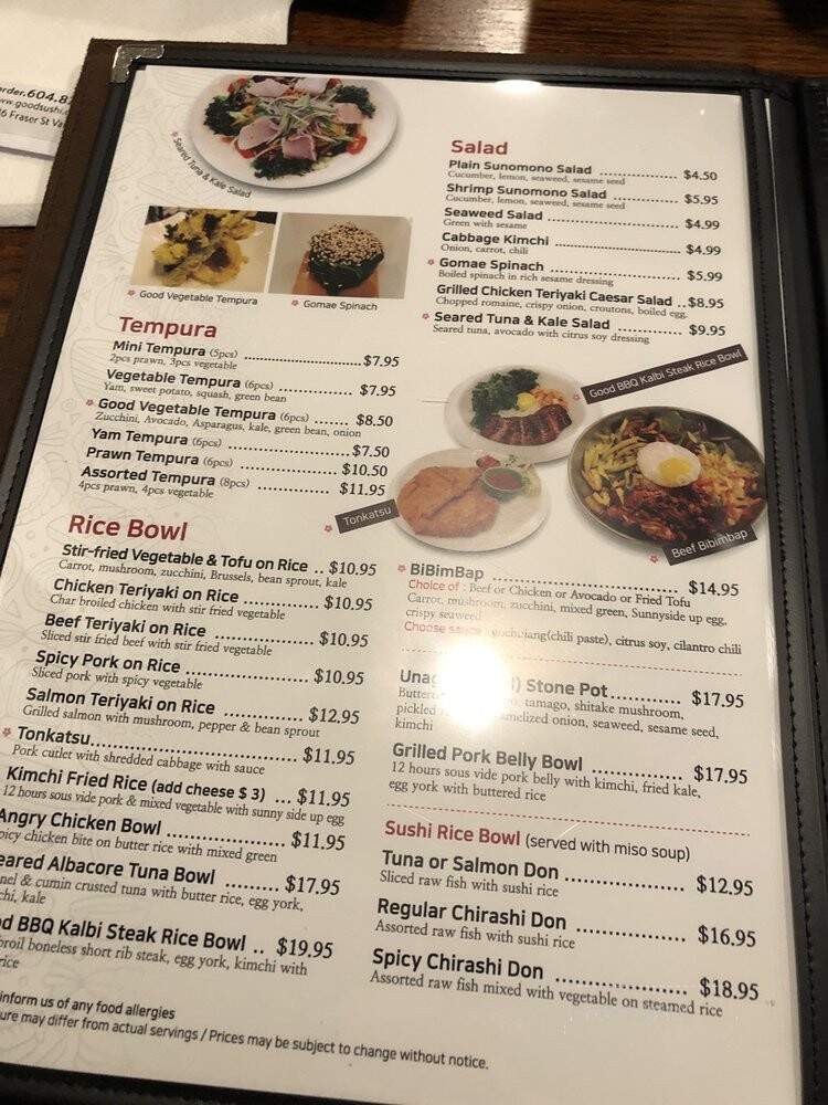 Good Sushi - Vancouver, BC menu_pic