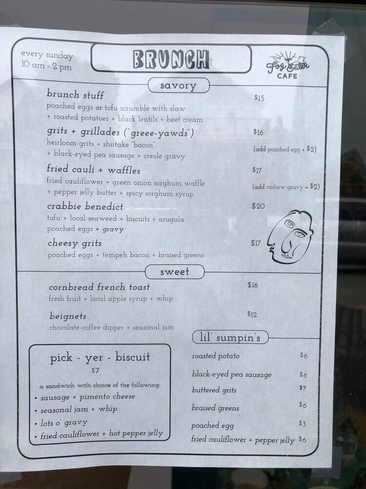 Fog Eater Cafe - Mendocino, CA menu_pic