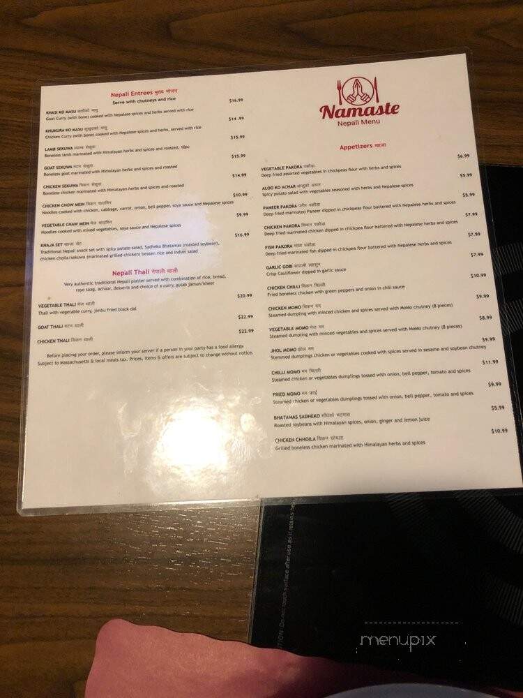 Namaste Nepali and Indian Cuisine - Stoneham, MA menu_pic