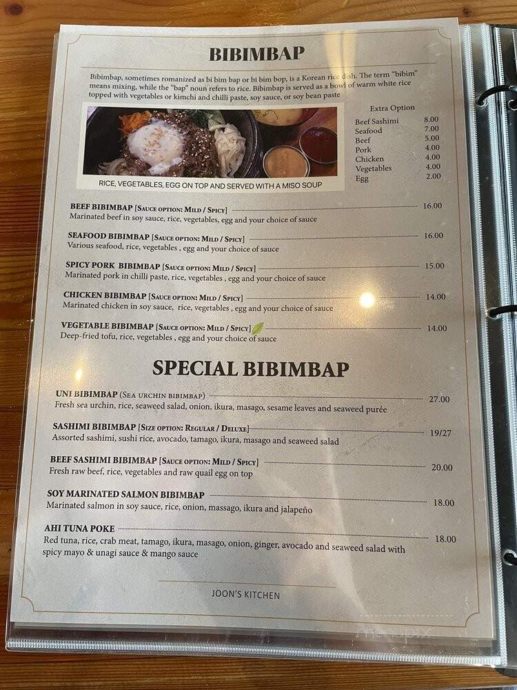 Joon's Kitchen - Vancouver, BC menu_pic