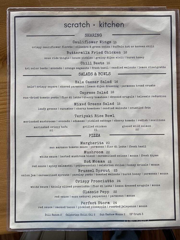 Scratch Kitchen - North Vancouver, BC menu_pic