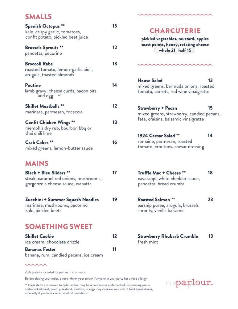 Parlour - Brookline, MA menu_pic