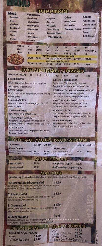 Als New York Pizza - Fremont, CA menu_pic