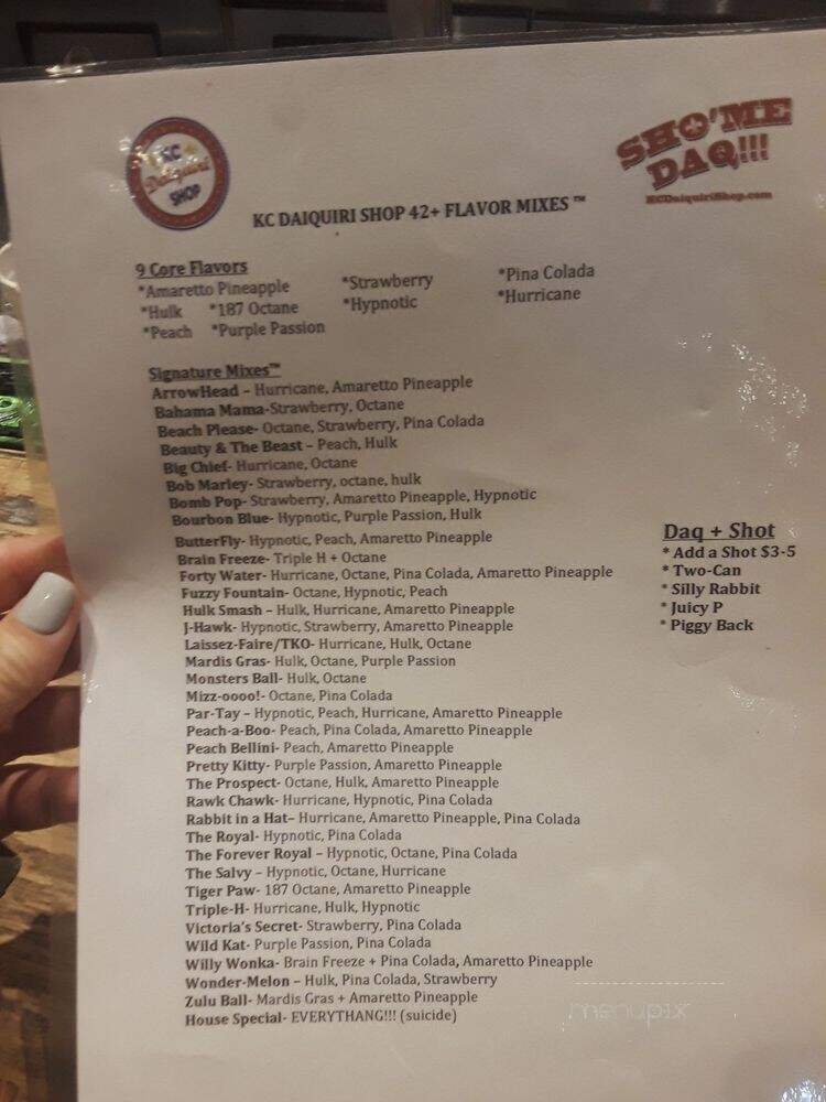 KC Daiquiri Shop - Kansas City, MO menu_pic