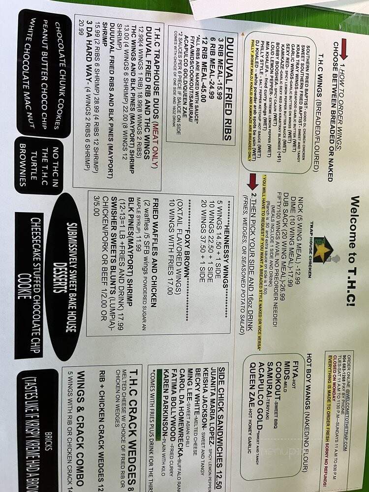 T H C Trap House Chicken - Jacksonville, FL menu_pic