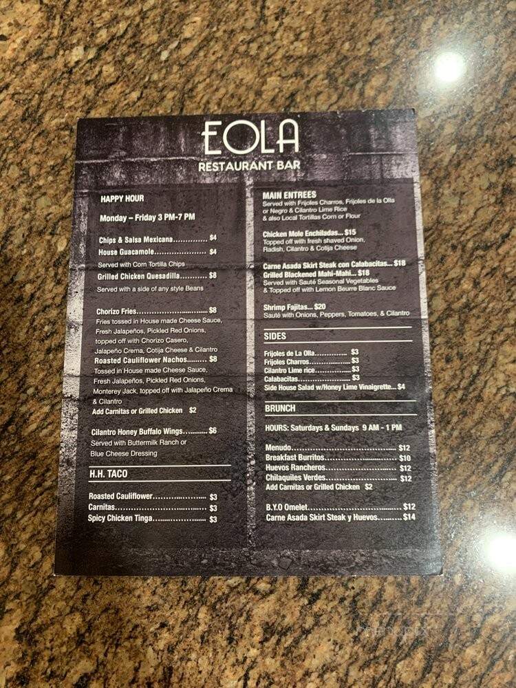 Eola Restaurant and Bar - Los Angeles, CA menu_pic