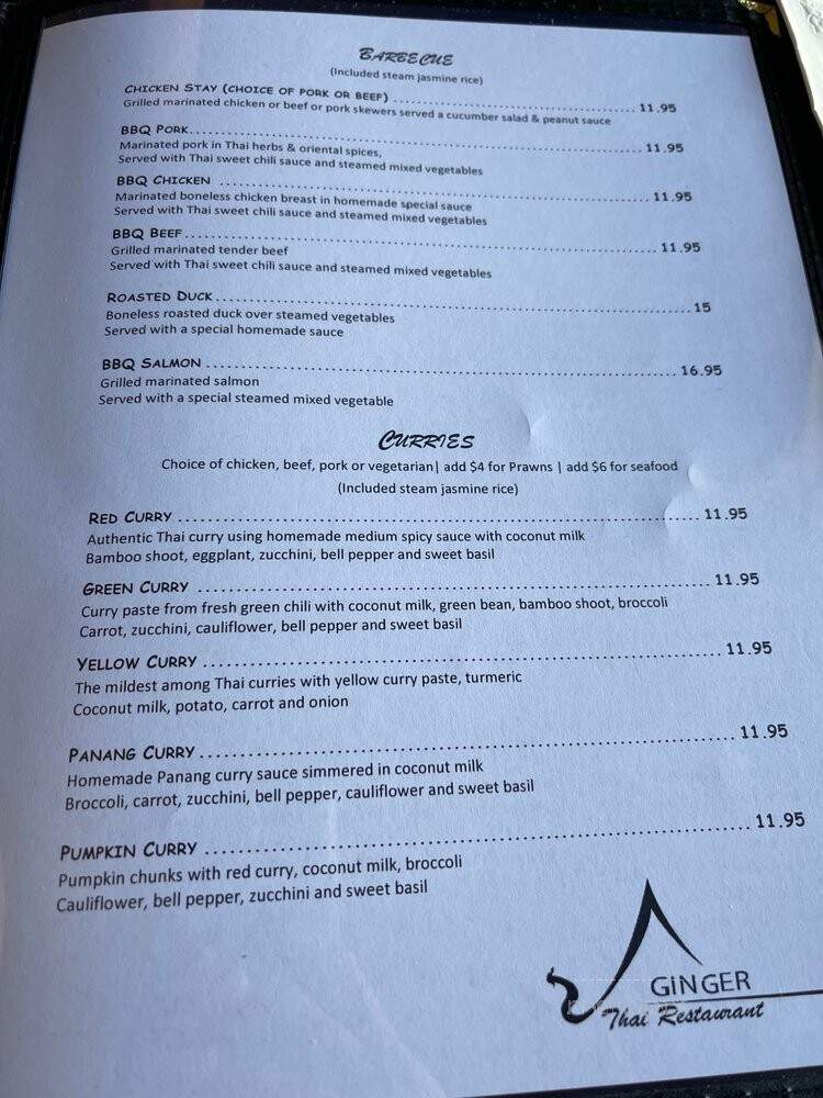 Ginger Thai - Martinez, CA menu_pic