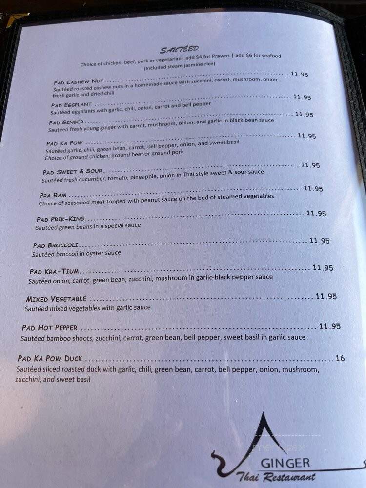 Ginger Thai - Martinez, CA menu_pic