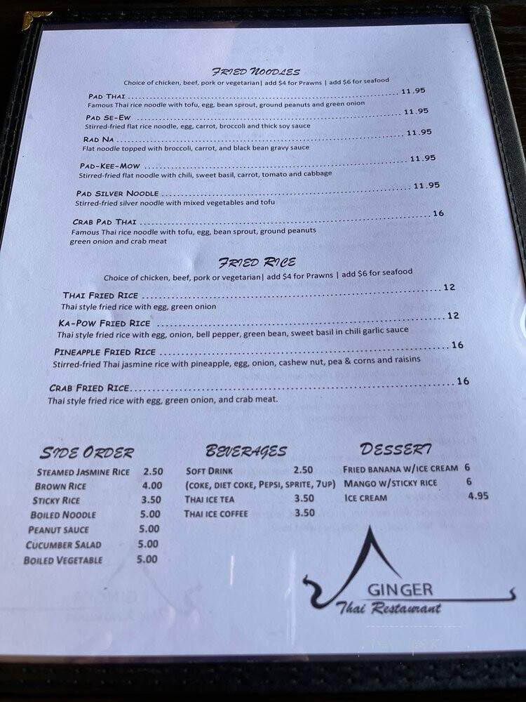 Ginger Thai - Martinez, CA menu_pic