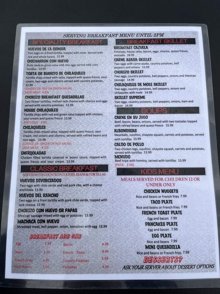 Sabor de Mexico - La Puente, CA menu_pic