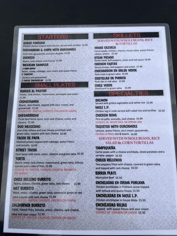 Sabor de Mexico - La Puente, CA menu_pic